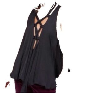 Free People Black Strappy Blouse